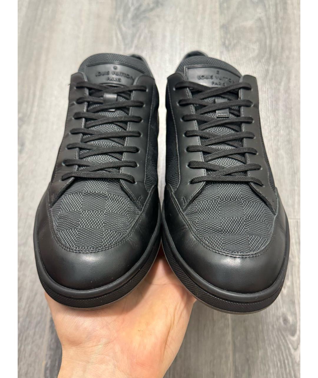 LOUIS VUITTON Черные кожаные низкие кроссовки / кеды, фото 2