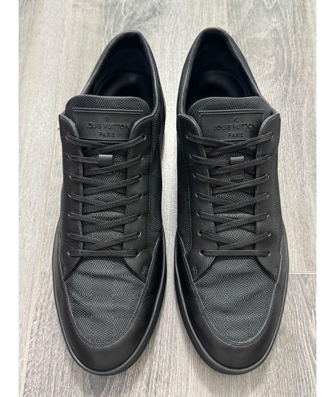 LOUIS VUITTON Черные кожаные низкие кроссовки / кеды, фото 3