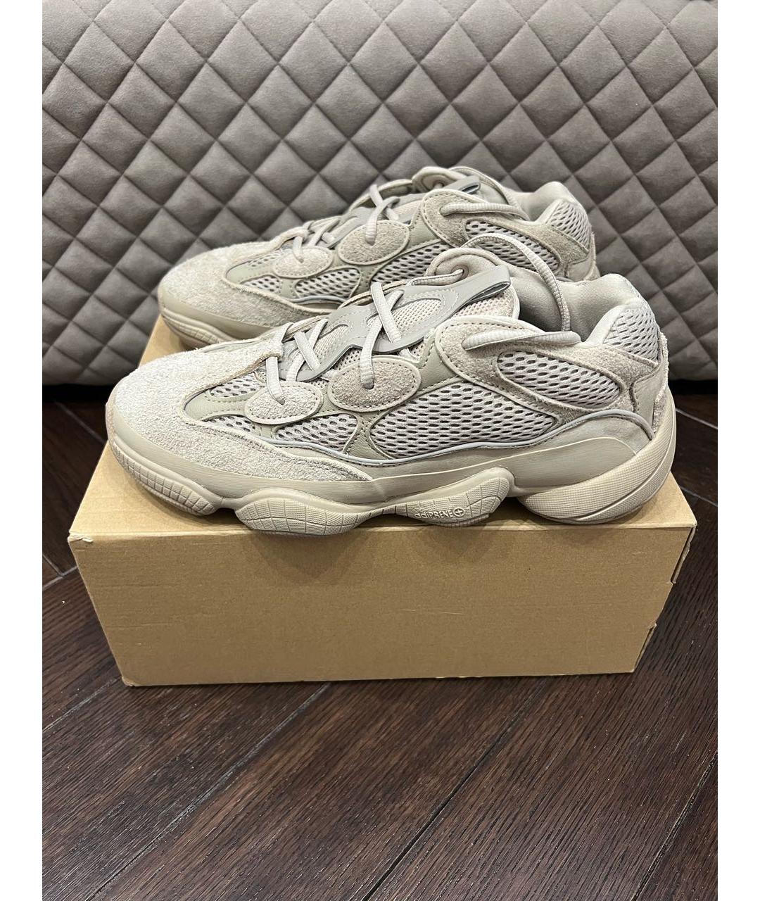 ADIDAS YEEZY Бежевые замшевые низкие кроссовки / кеды, фото 8