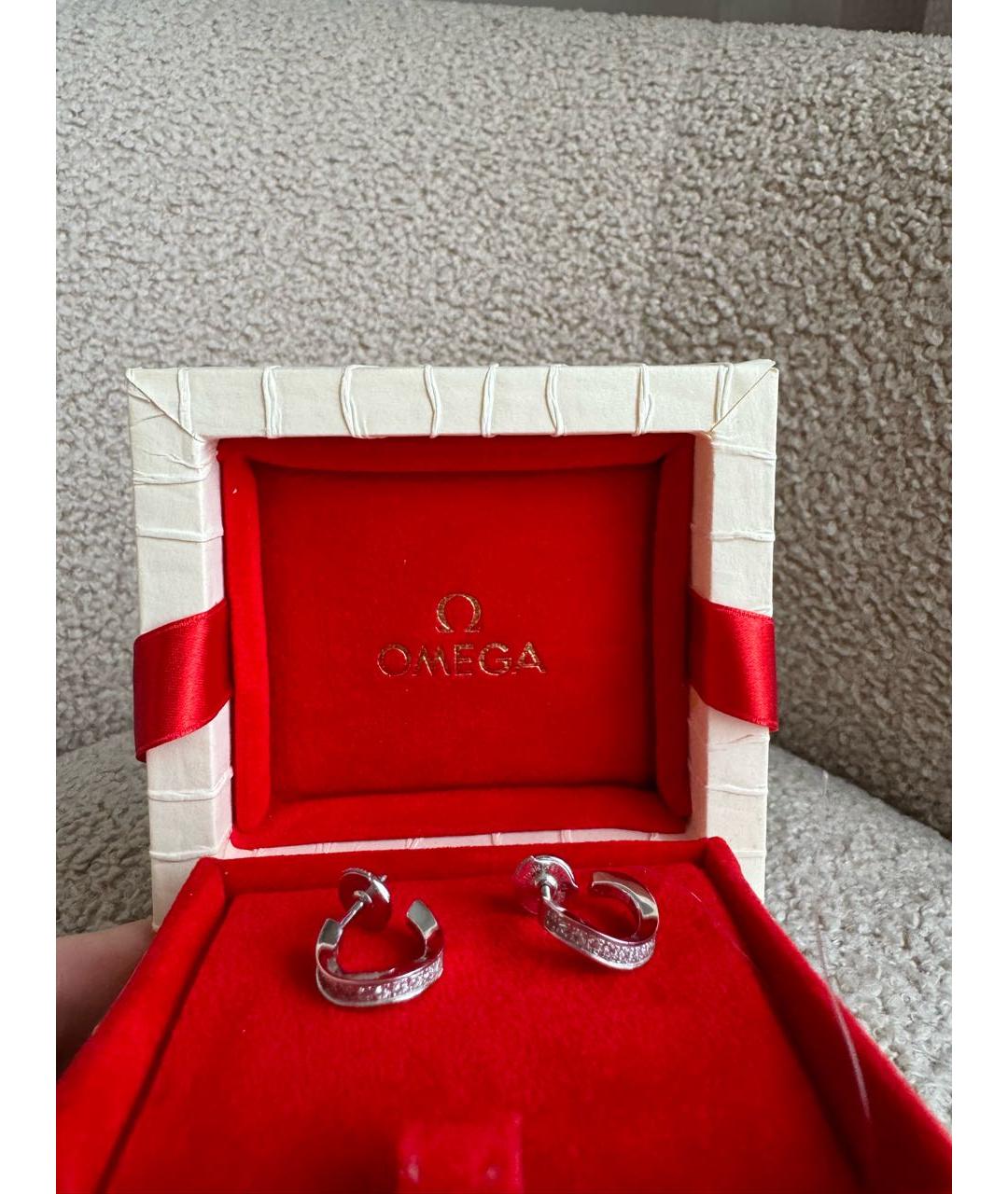 OMEGA Серебряные серьги из белого золота, фото 4