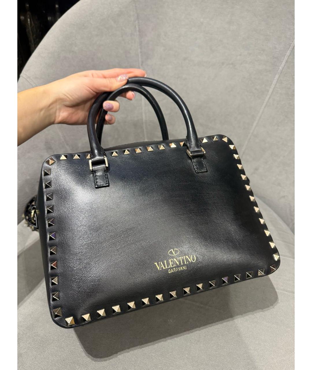 VALENTINO Черная кожаная сумка через плечо, фото 7