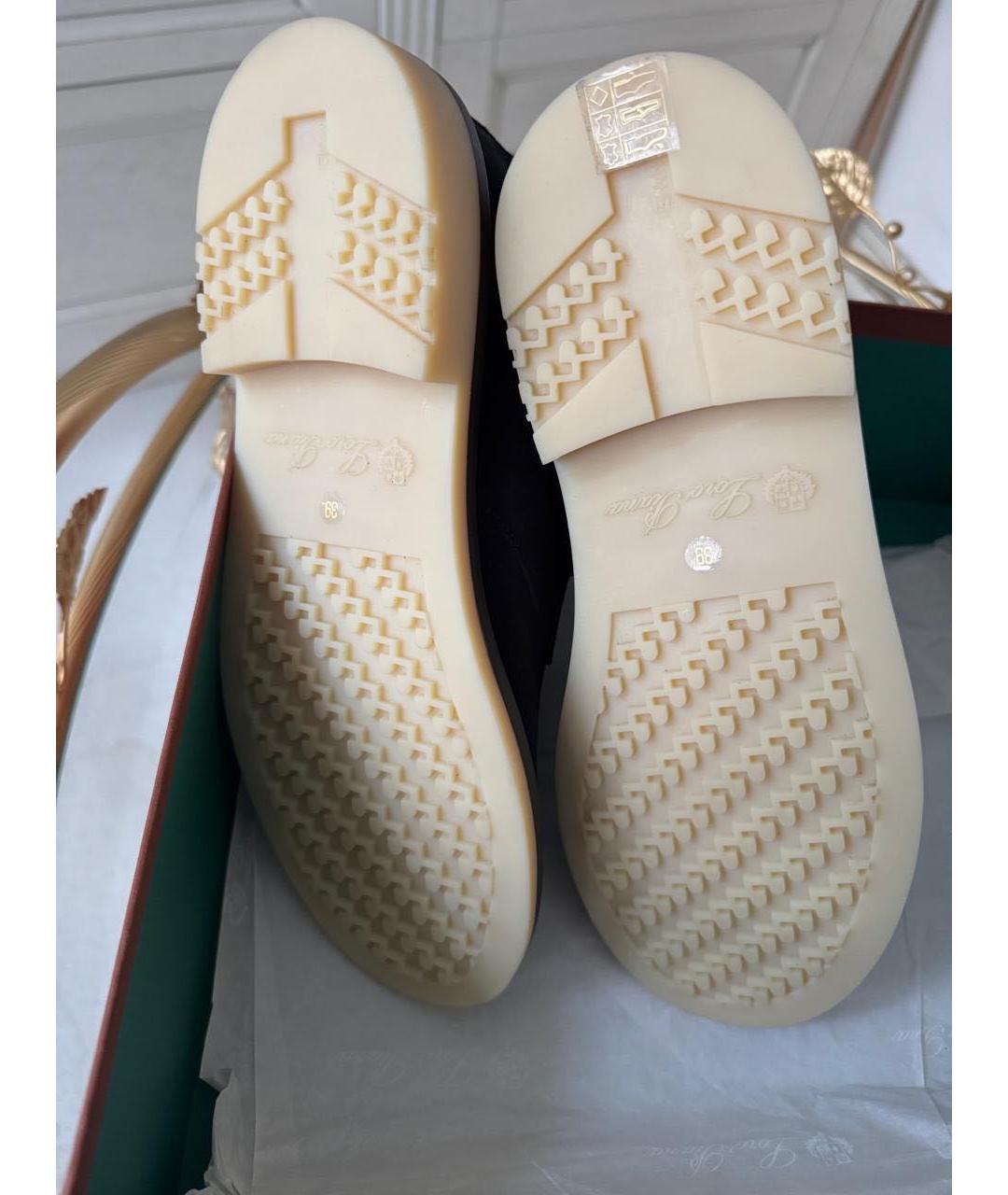 LORO PIANA Темно-синие нубуковые ботинки, фото 6