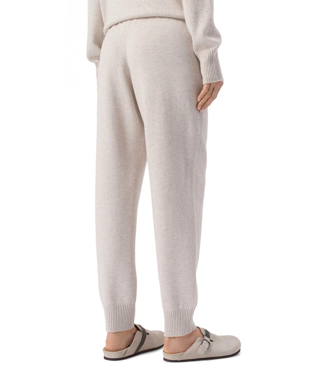 BRUNELLO CUCINELLI Бежевые шерстяные спортивные брюки и шорты, фото 3