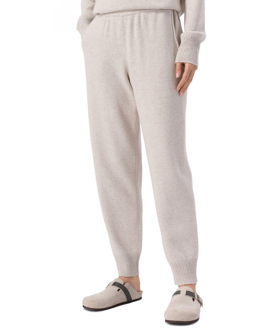 BRUNELLO CUCINELLI Бежевые шерстяные спортивные брюки и шорты, фото 2