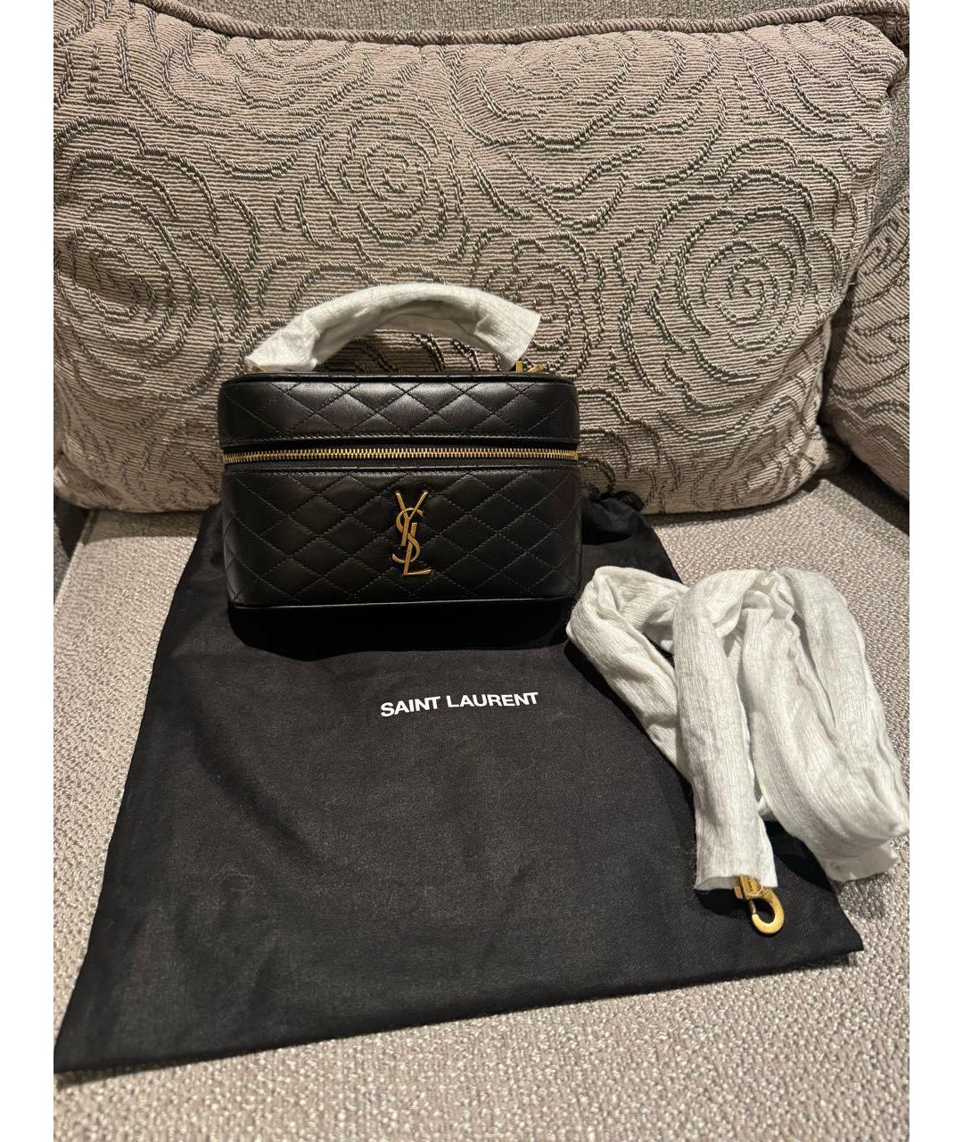 SAINT LAURENT Черная кожаная сумка через плечо, фото 2