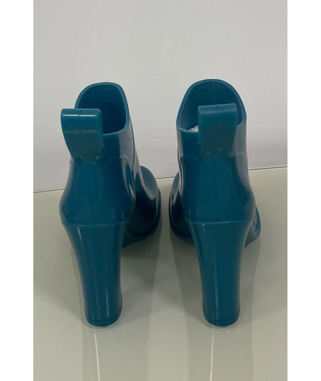 BOTTEGA VENETA Бирюзовые резиновые ботильоны, фото 3