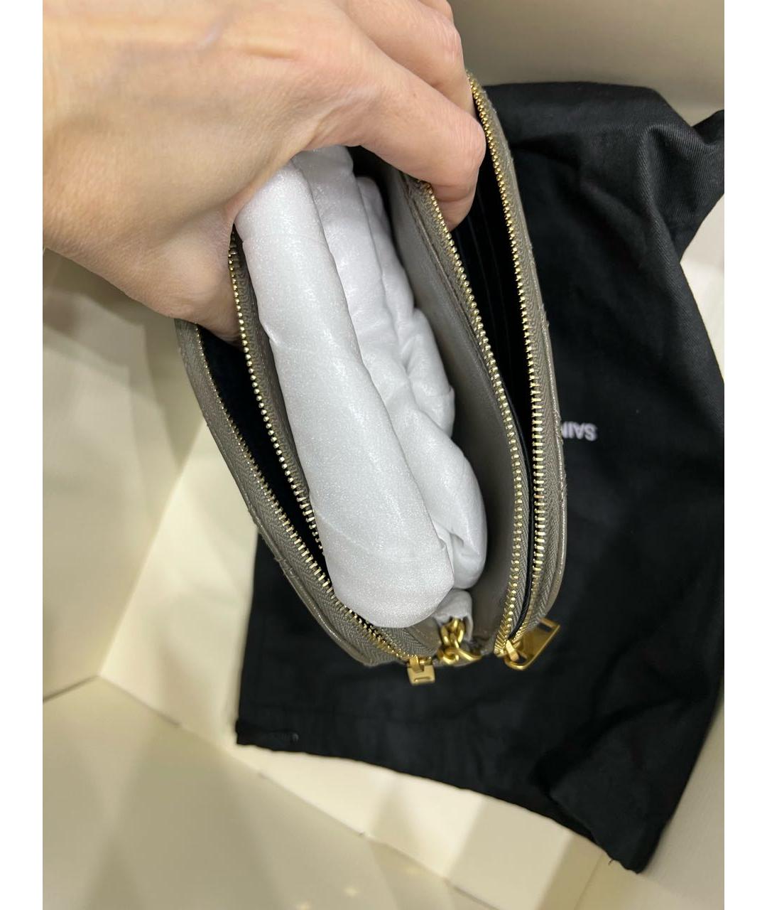 SAINT LAURENT Бежевая кожаная сумка через плечо, фото 4
