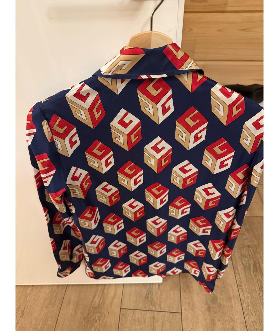 GUCCI Синяя шелковая блузы, фото 2