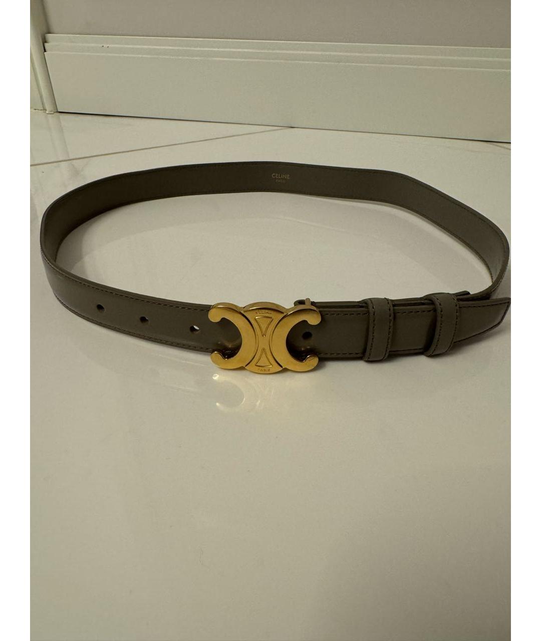 CELINE Антрацитовый кожаный ремень, фото 3