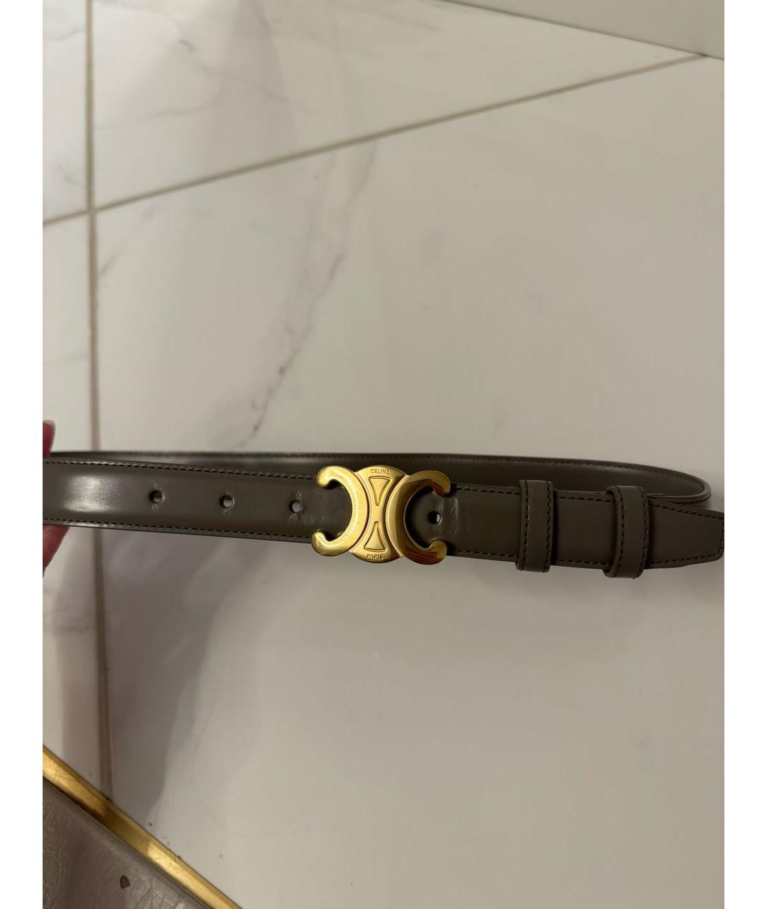 CELINE Антрацитовый кожаный ремень, фото 2
