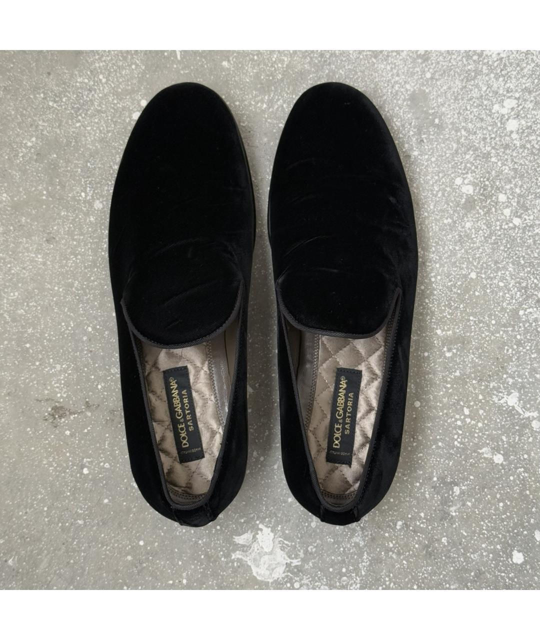 DOLCE&GABBANA Черные бархатные лоферы, фото 5