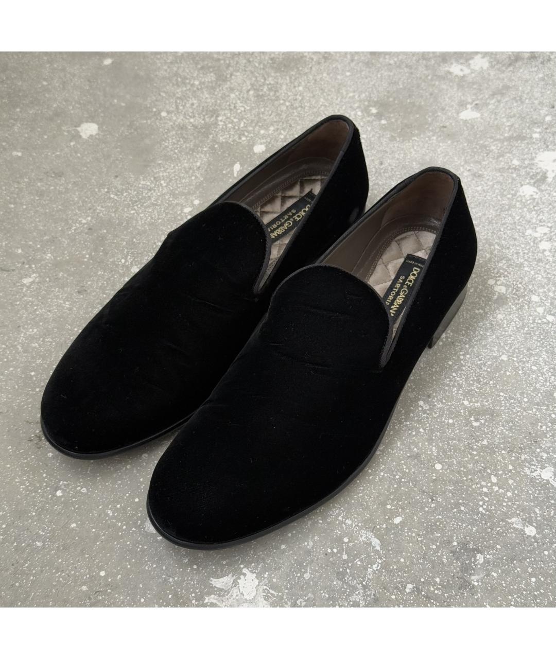 DOLCE&GABBANA Черные бархатные лоферы, фото 2