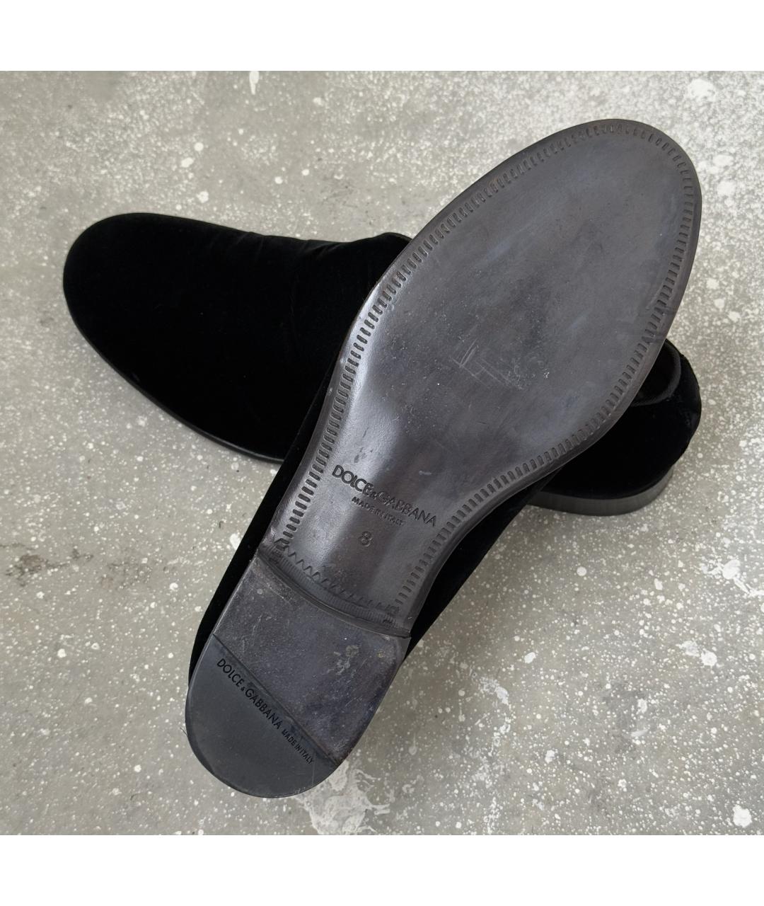 DOLCE&GABBANA Черные бархатные лоферы, фото 8