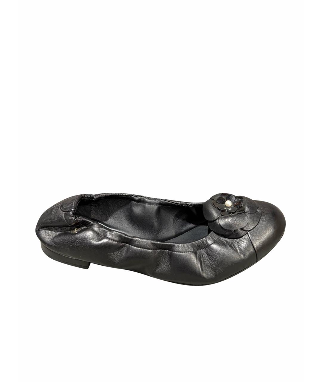 CHANEL Черные кожаные балетки, фото 1