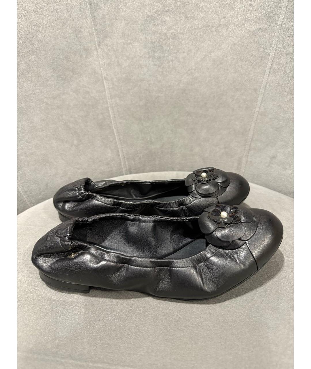 CHANEL Черные кожаные балетки, фото 6