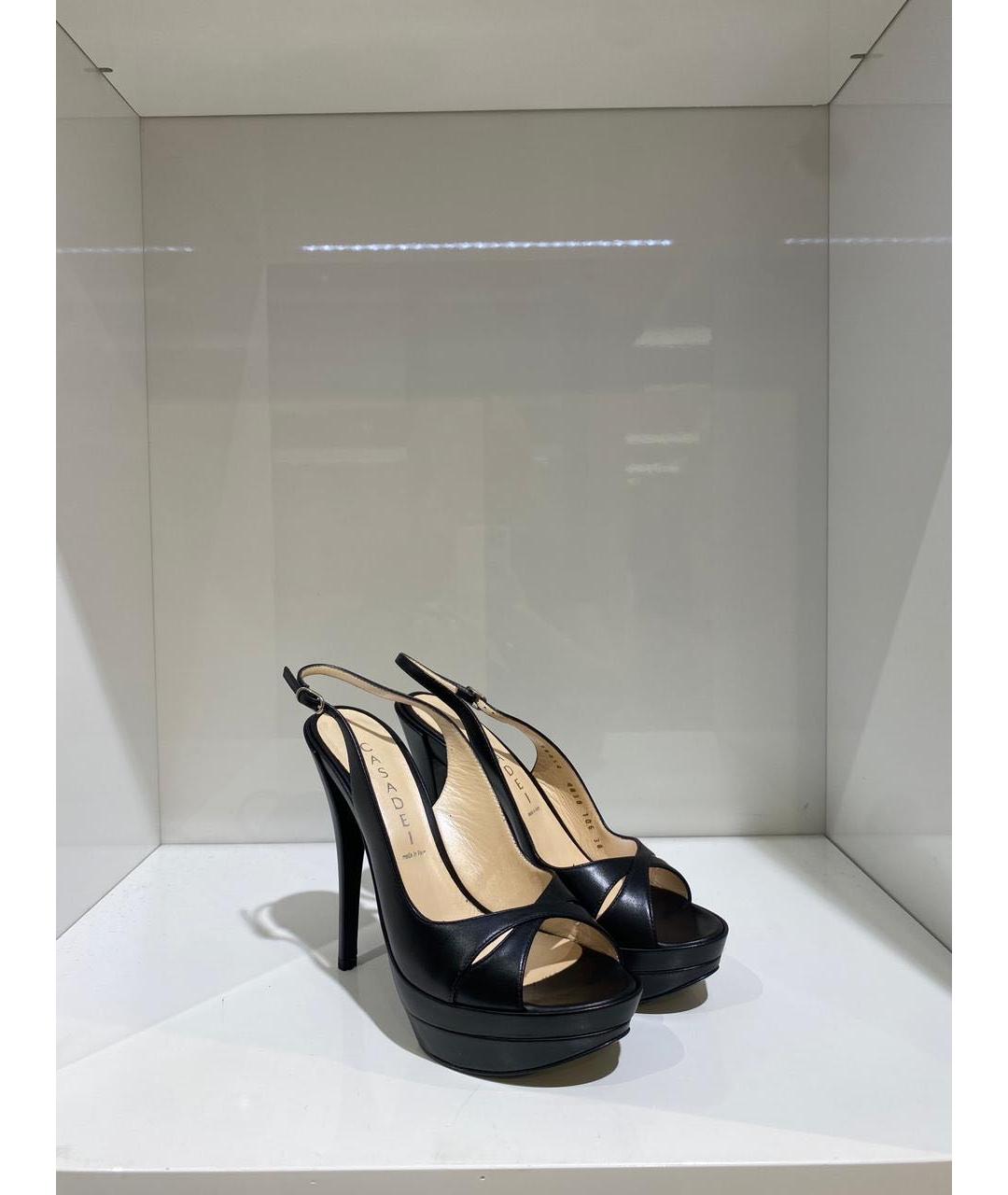 CASADEI Черные кожаные босоножки, фото 2