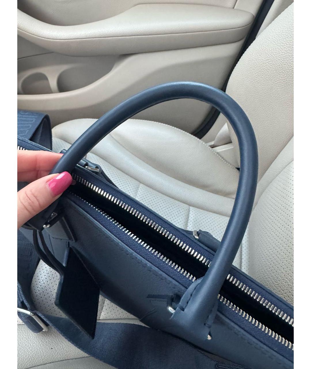 LOUIS VUITTON Синий кожаный портфель, фото 7