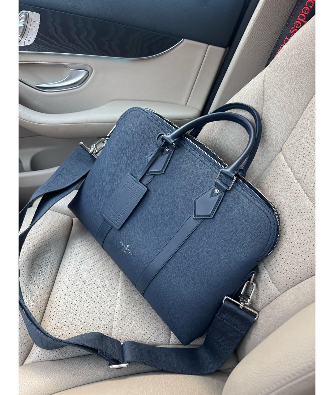 LOUIS VUITTON Синий кожаный портфель, фото 3