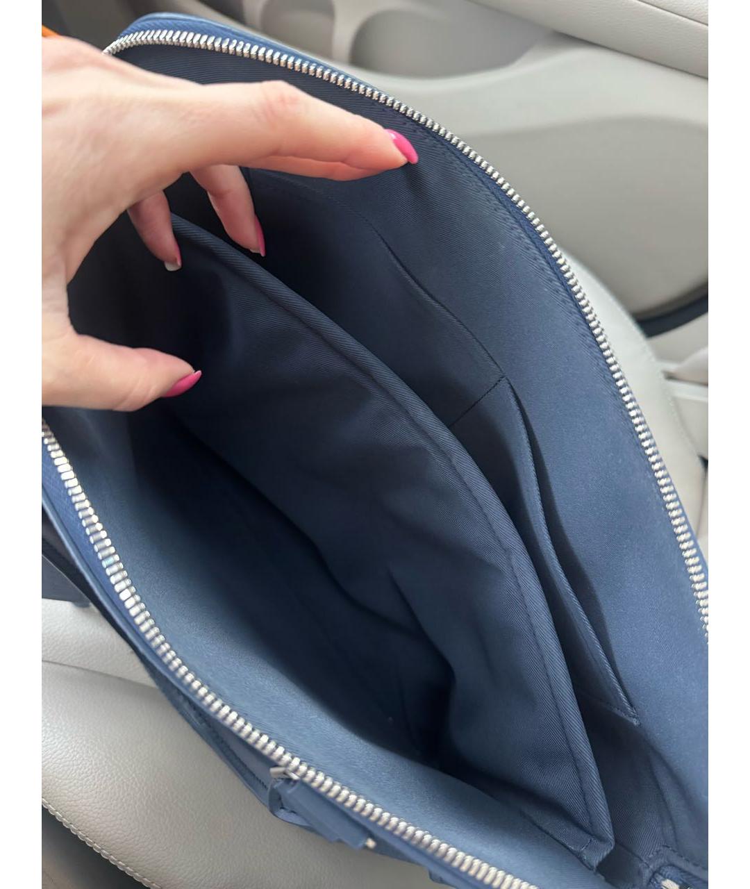 LOUIS VUITTON Синий кожаный портфель, фото 4