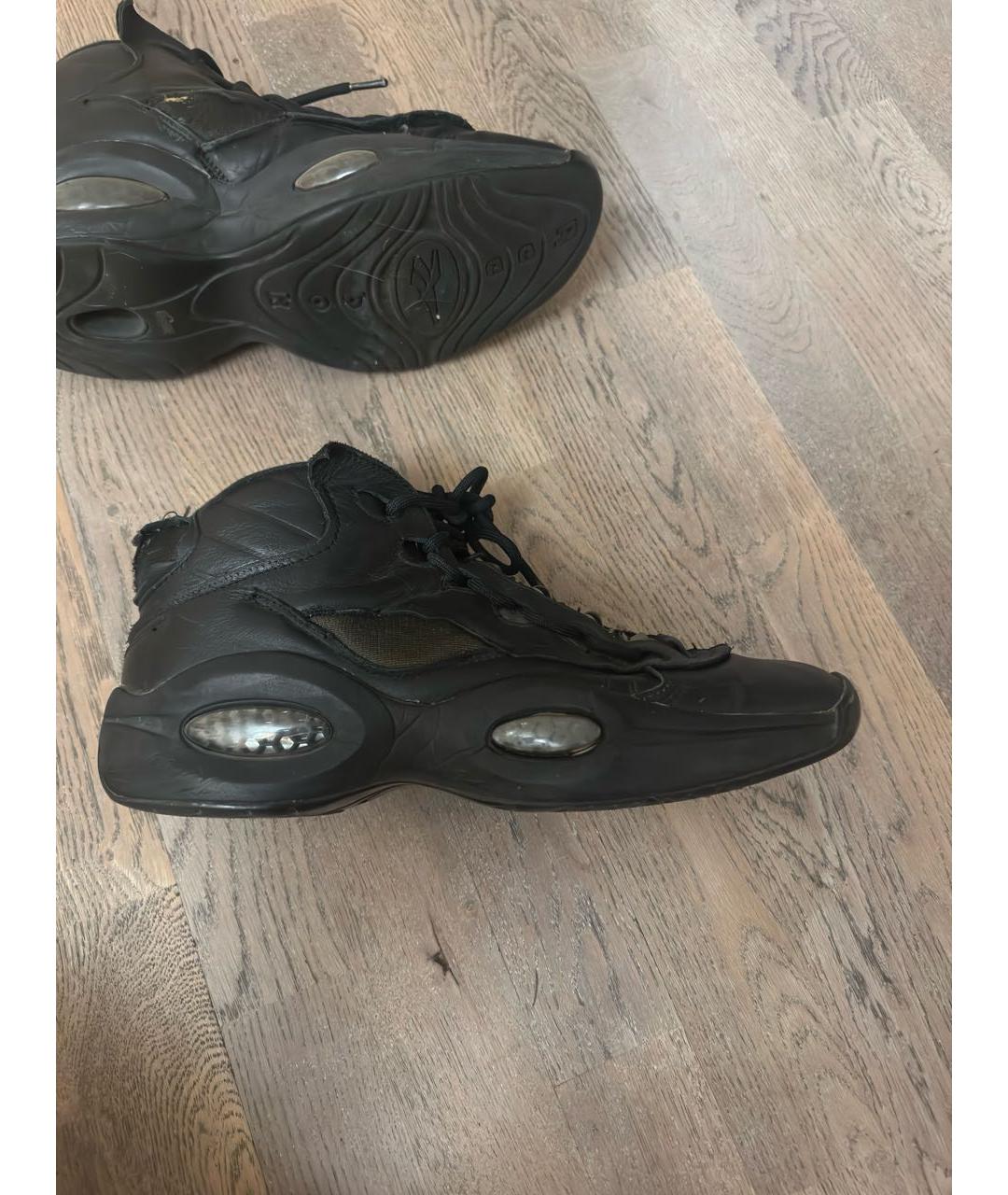 MAISON MARGIELA Черные кожаные высокие кроссовки / кеды, фото 6