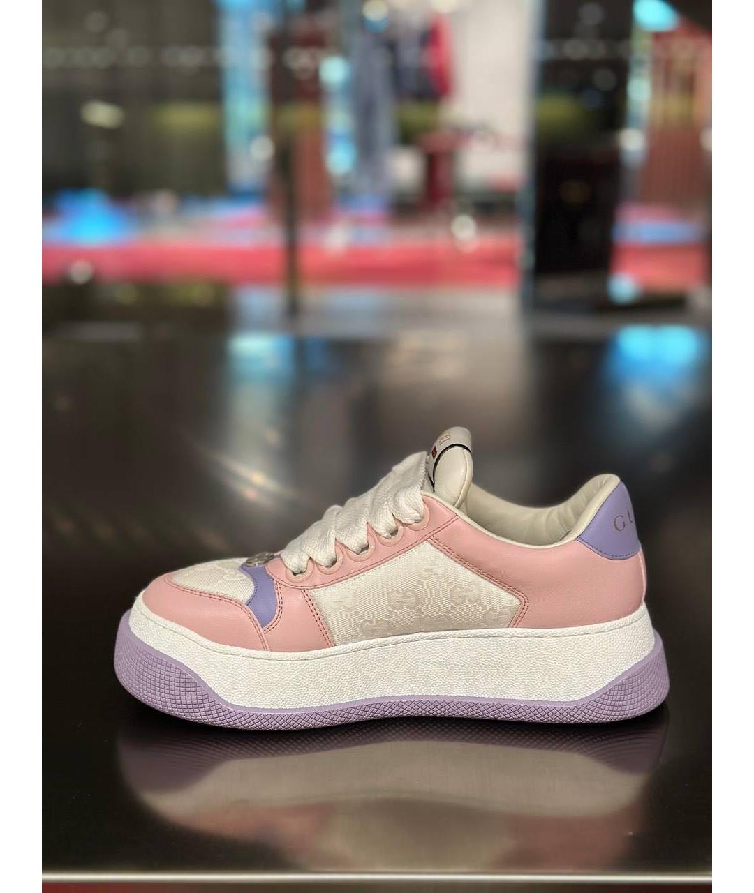 GUCCI Розовые кожаные кроссовки, фото 3