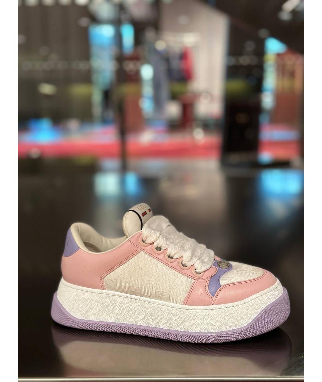 GUCCI Розовые кожаные кроссовки, фото 6