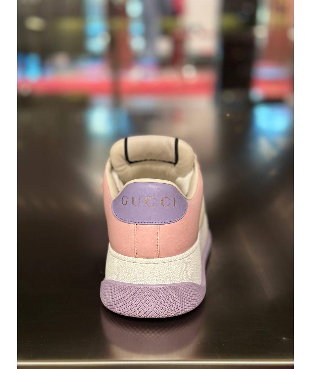 GUCCI Розовые кожаные кроссовки, фото 4