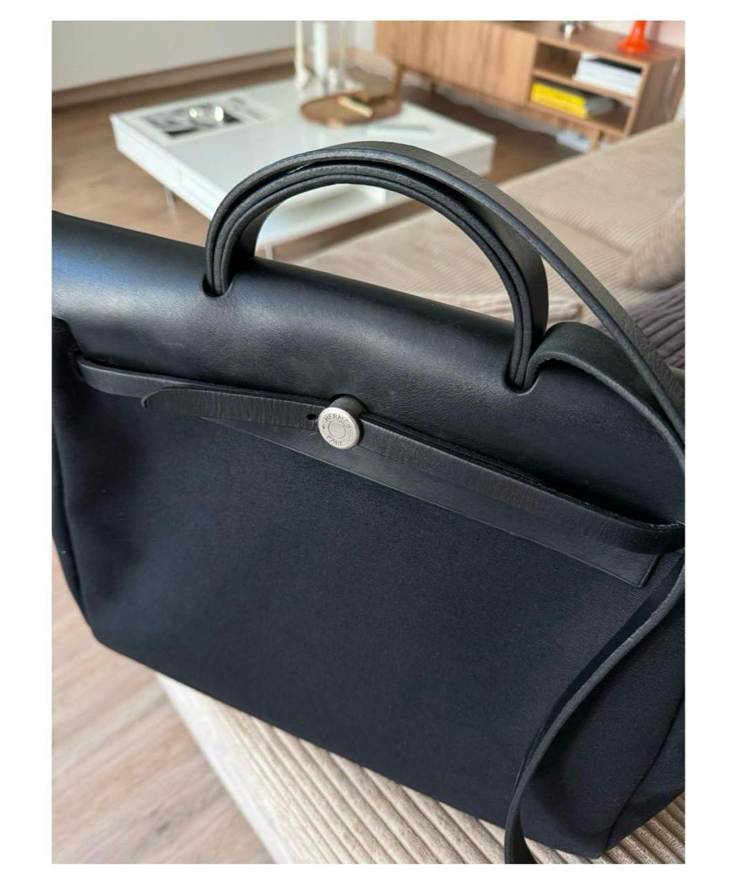 HERMES Черная кожаная сумка с короткими ручками, фото 2