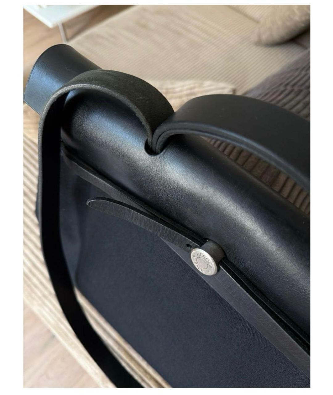 HERMES Черная кожаная сумка с короткими ручками, фото 5