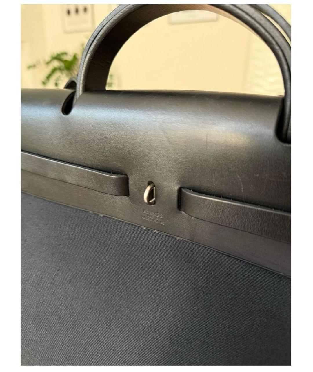 HERMES Черная кожаная сумка с короткими ручками, фото 7