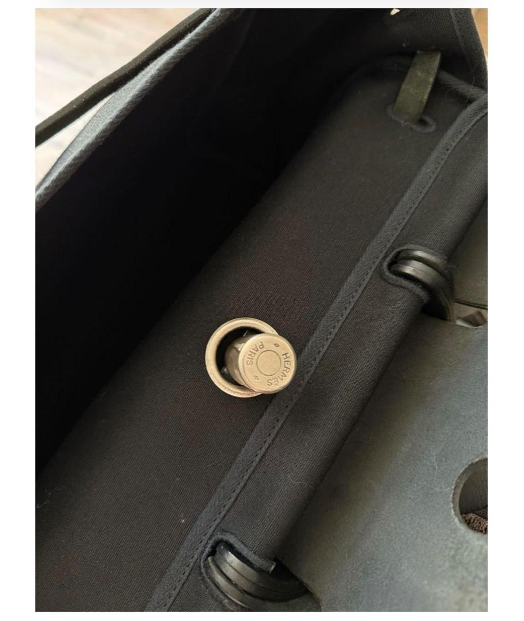 HERMES Черная кожаная сумка с короткими ручками, фото 6