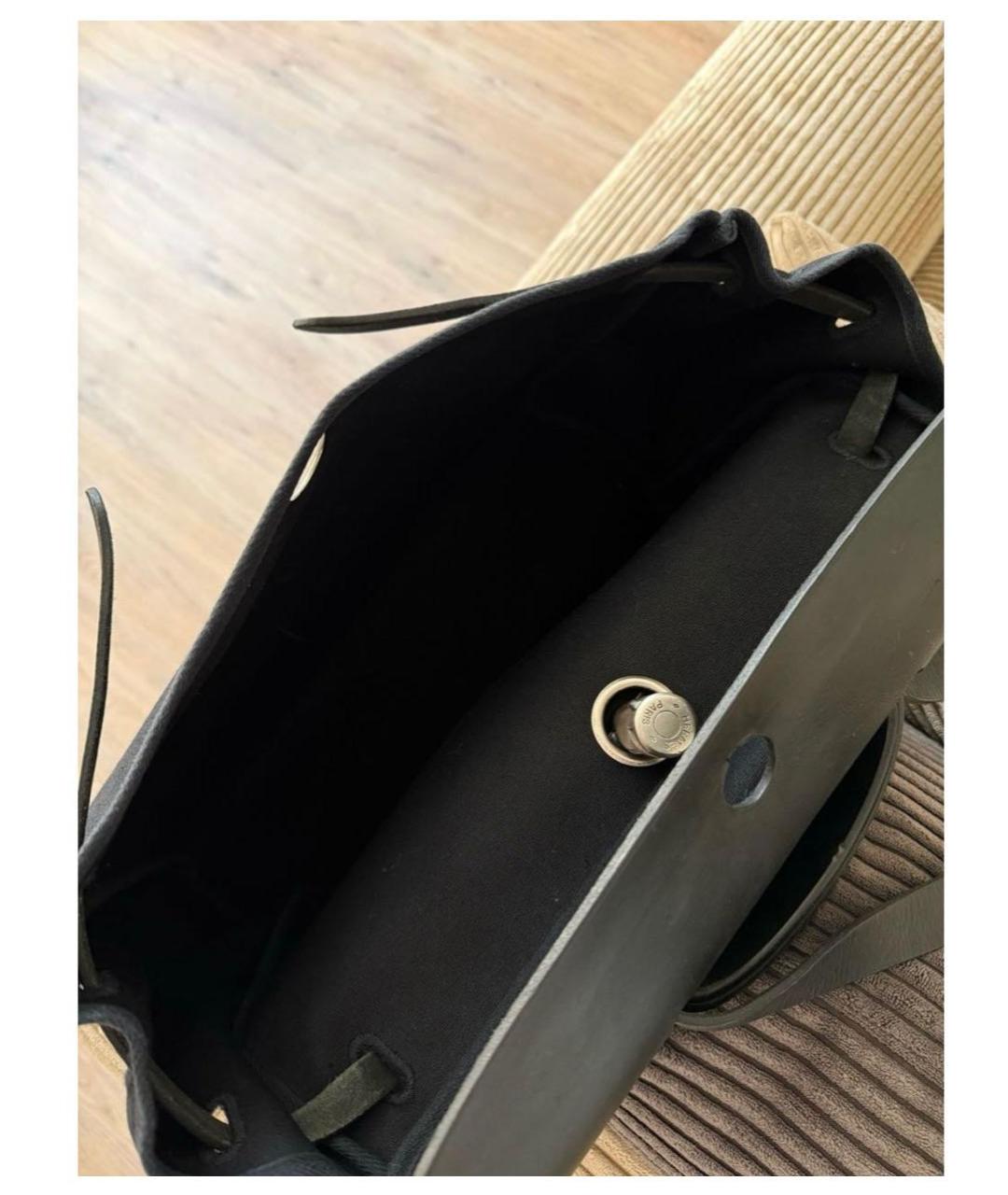 HERMES Черная кожаная сумка с короткими ручками, фото 8