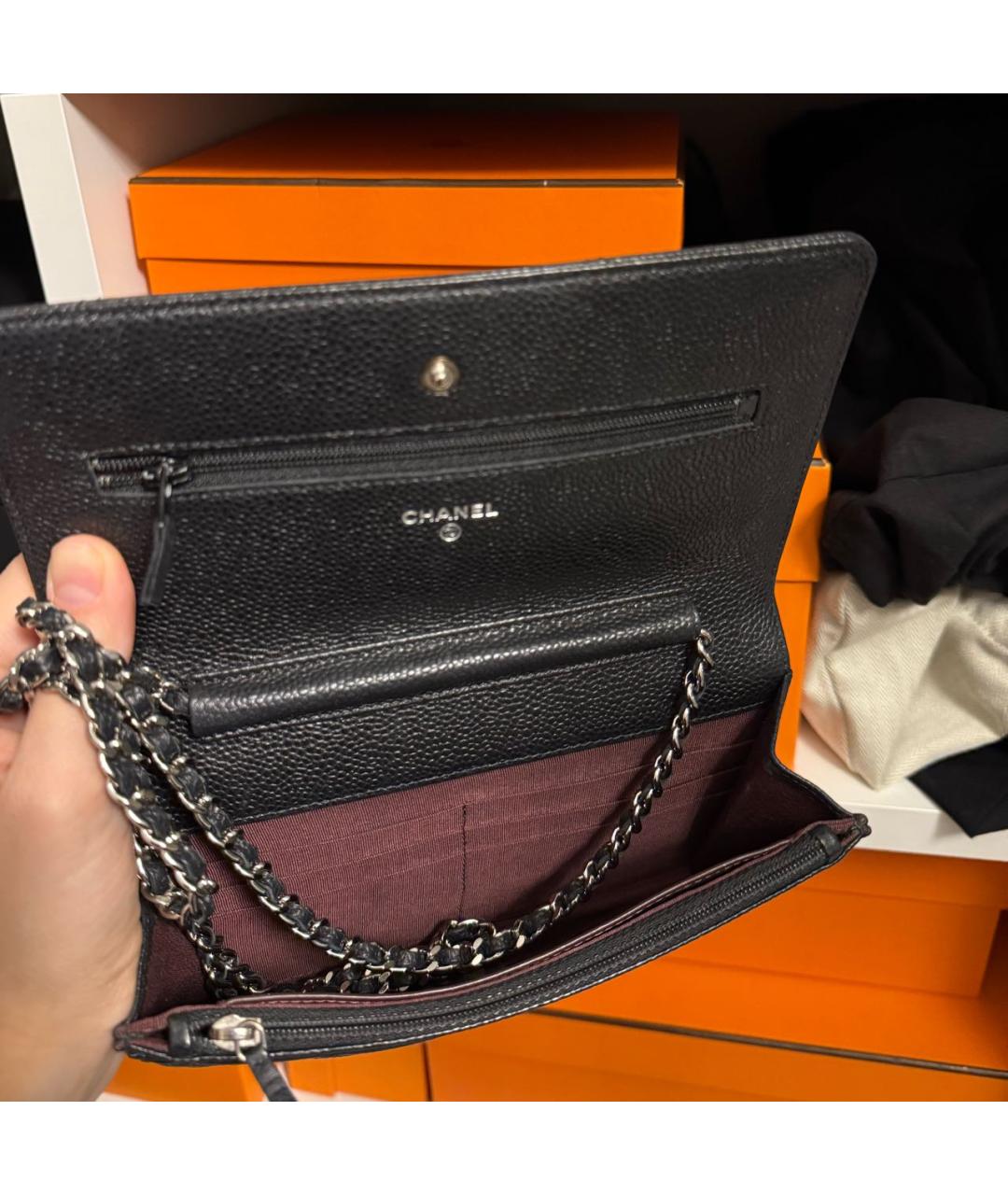 CHANEL Черная кожаная сумка через плечо, фото 4
