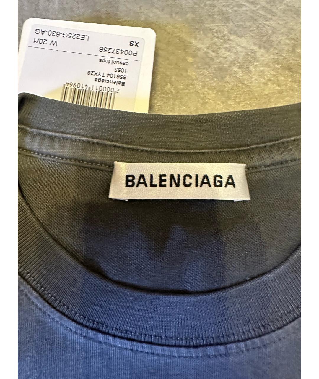 BALENCIAGA Серая хлопковая футболка, фото 3
