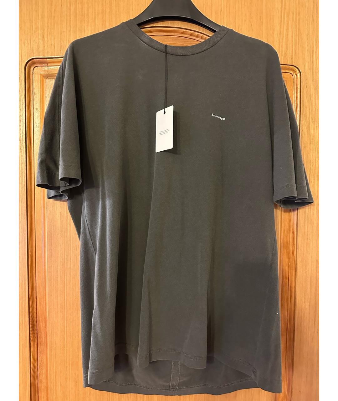 BALENCIAGA Серая хлопковая футболка, фото 2