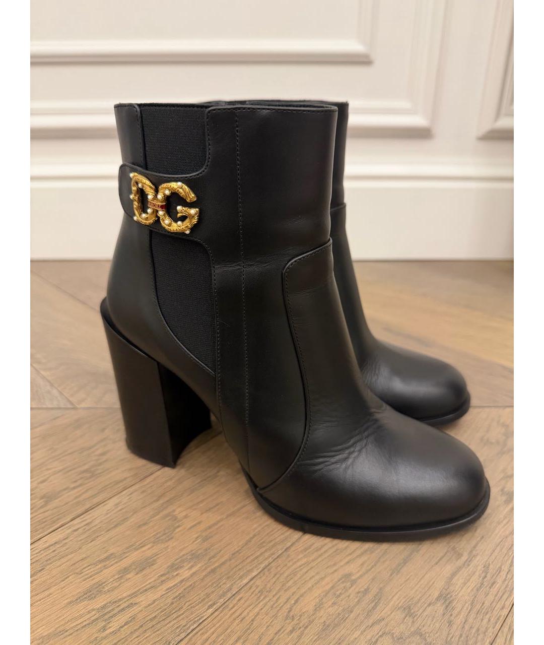 DOLCE&GABBANA Черные кожаные ботильоны, фото 5