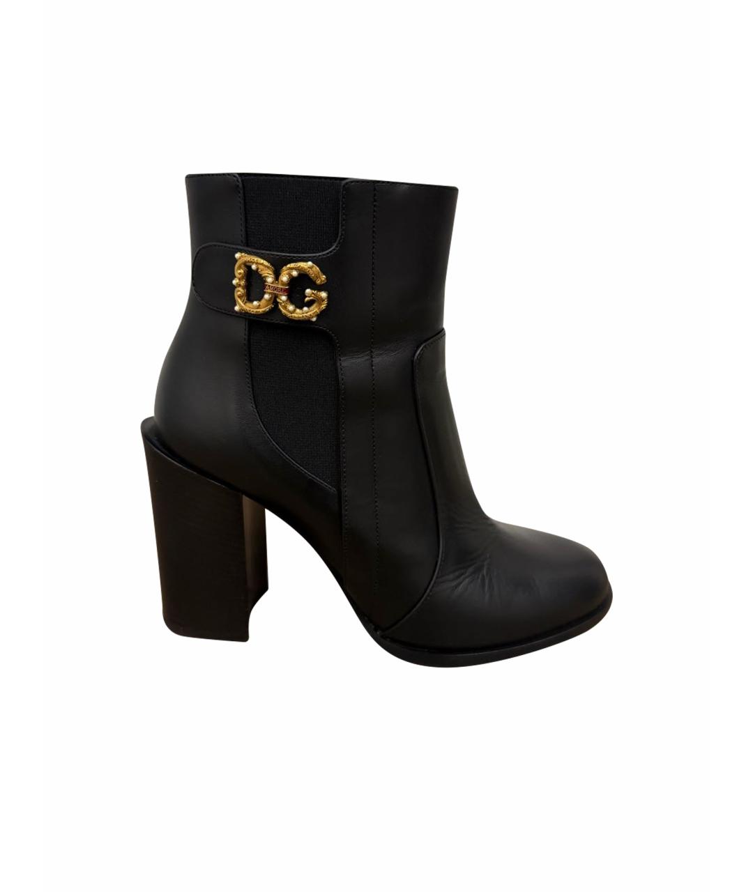 DOLCE&GABBANA Черные кожаные ботильоны, фото 1