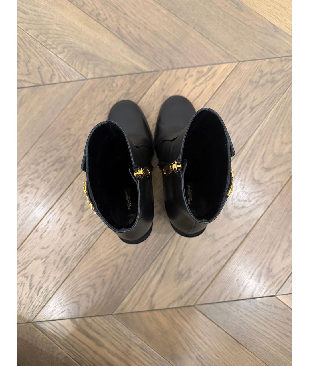 DOLCE&GABBANA Черные кожаные ботильоны, фото 3