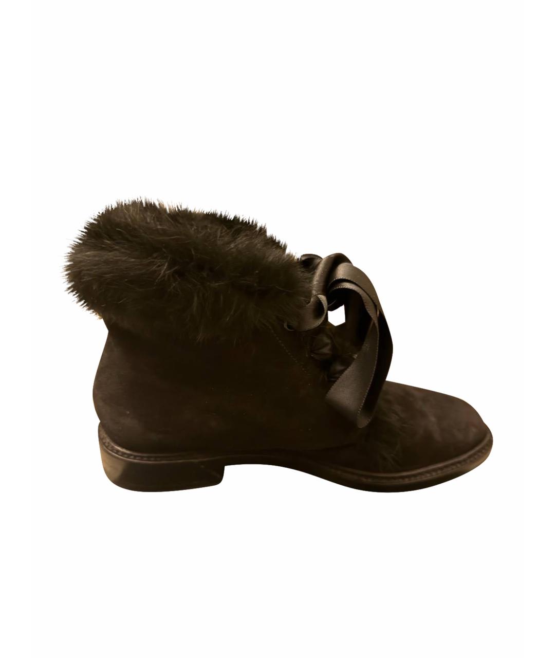 SAINT LAURENT Черные замшевые ботинки, фото 1