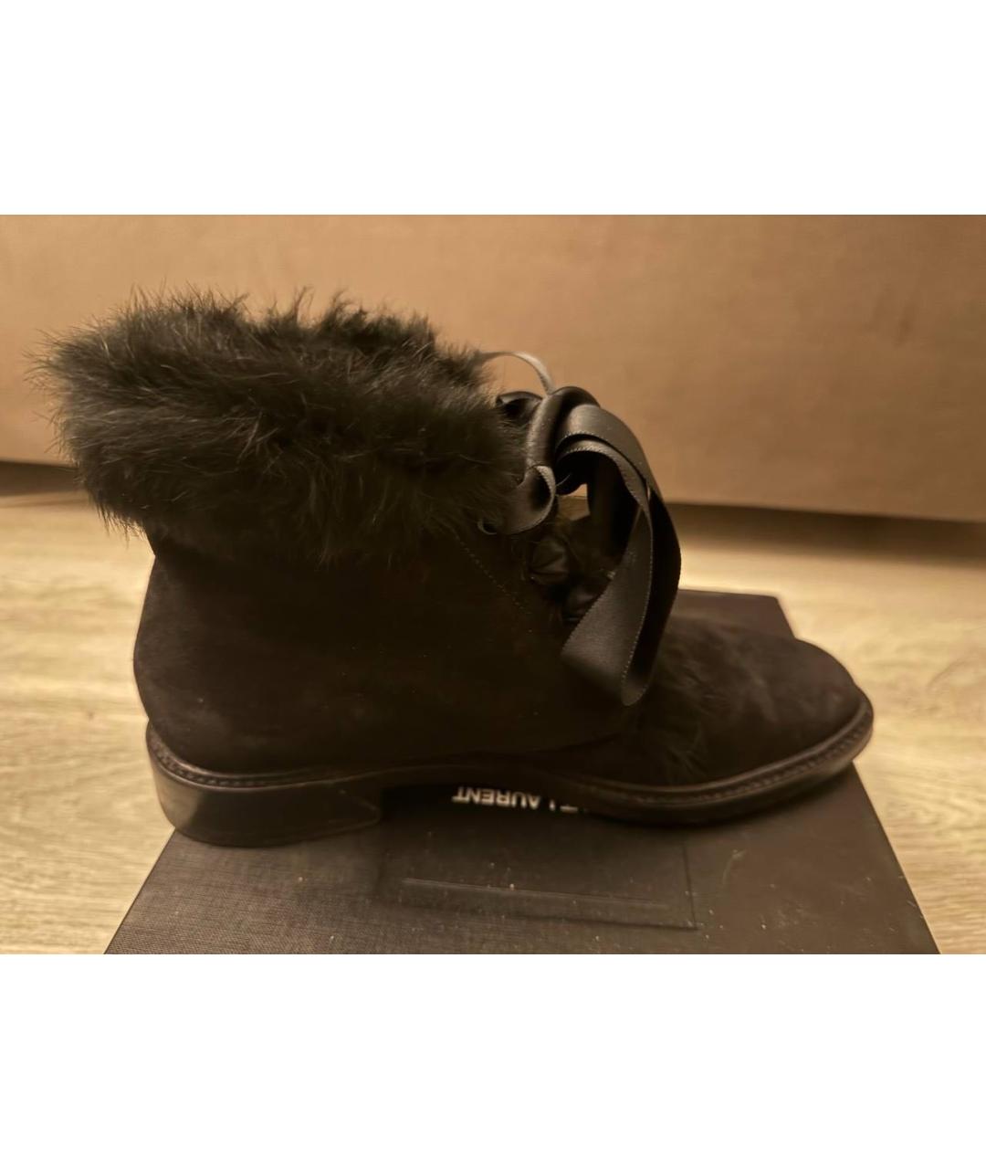 SAINT LAURENT Черные замшевые ботинки, фото 8