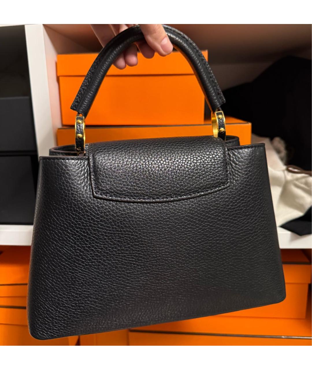 LOUIS VUITTON Черная кожаная сумка тоут, фото 2