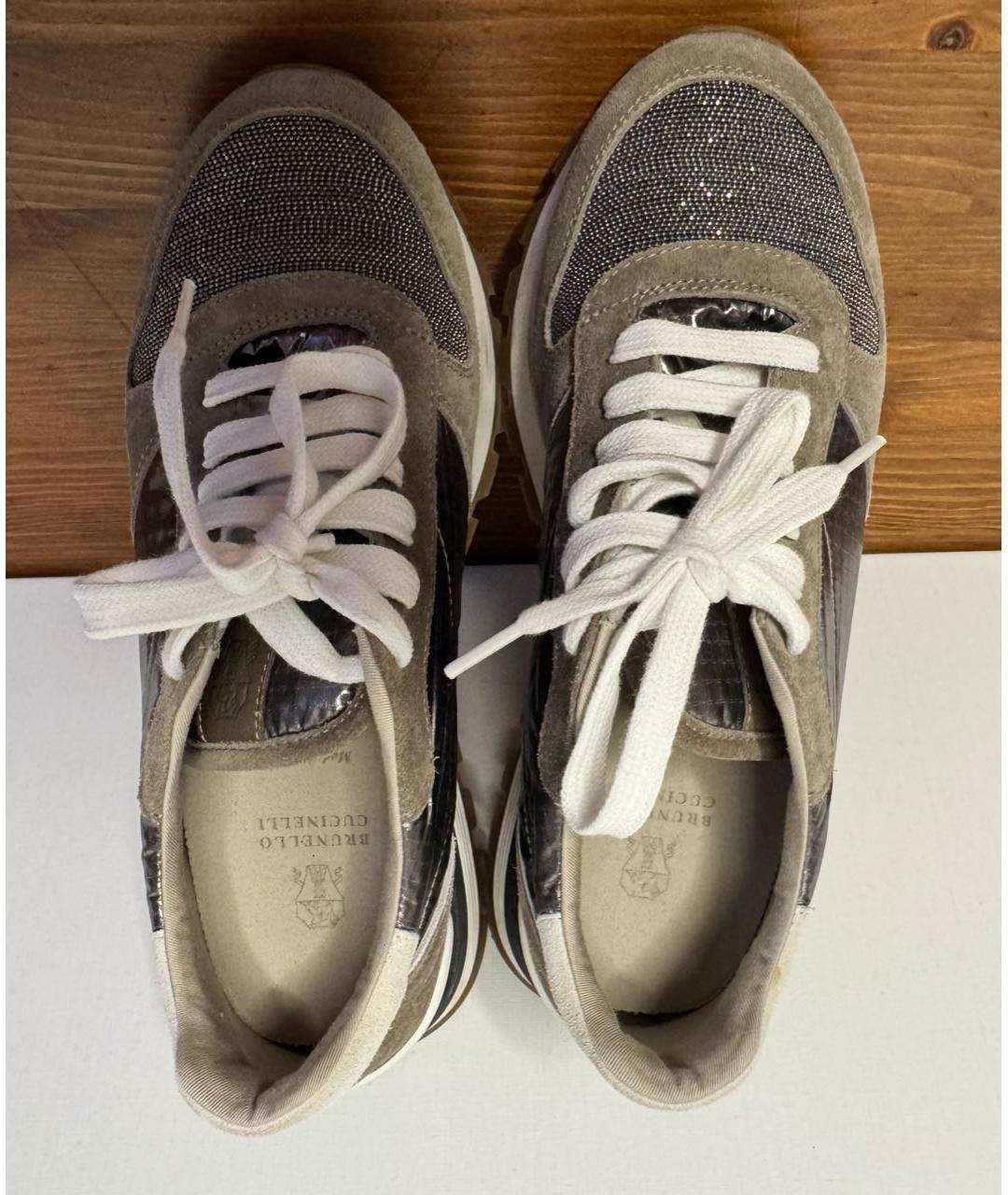 BRUNELLO CUCINELLI Бежевые текстильные кроссовки, фото 3