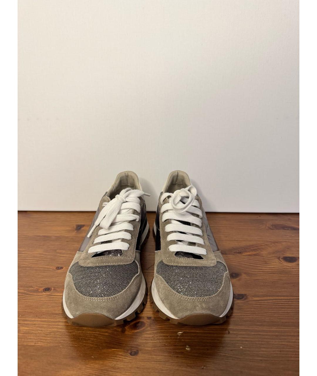 BRUNELLO CUCINELLI Бежевые текстильные кроссовки, фото 2
