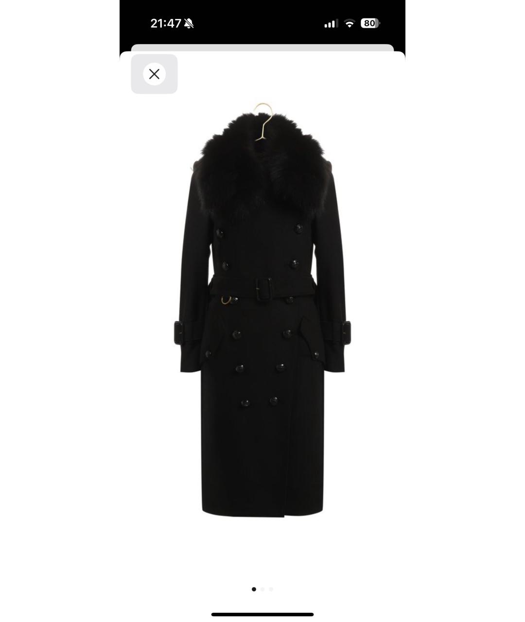 BURBERRY Черное шерстяное пальто, фото 3