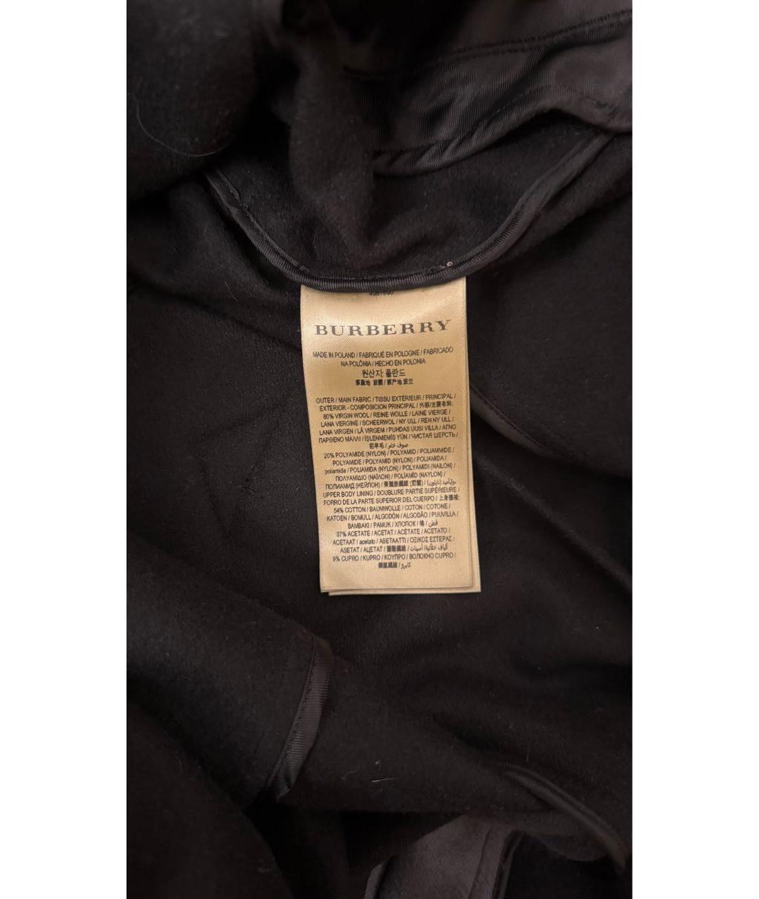 BURBERRY Черное шерстяное пальто, фото 4