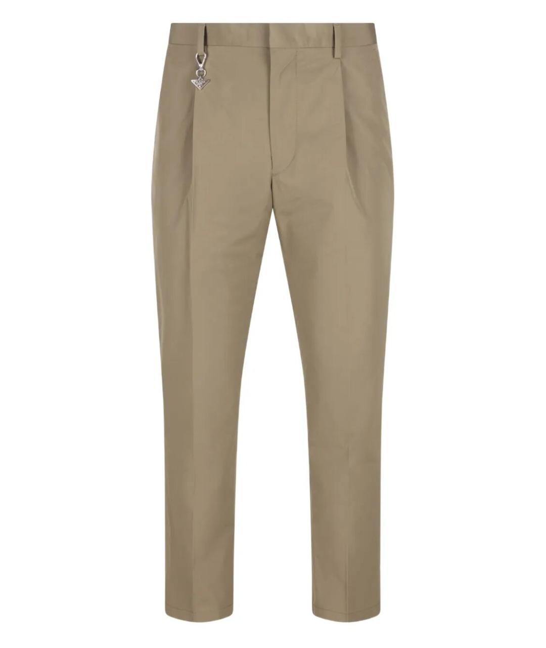 PRADA Бежевые хлопковые повседневные брюки, фото 1