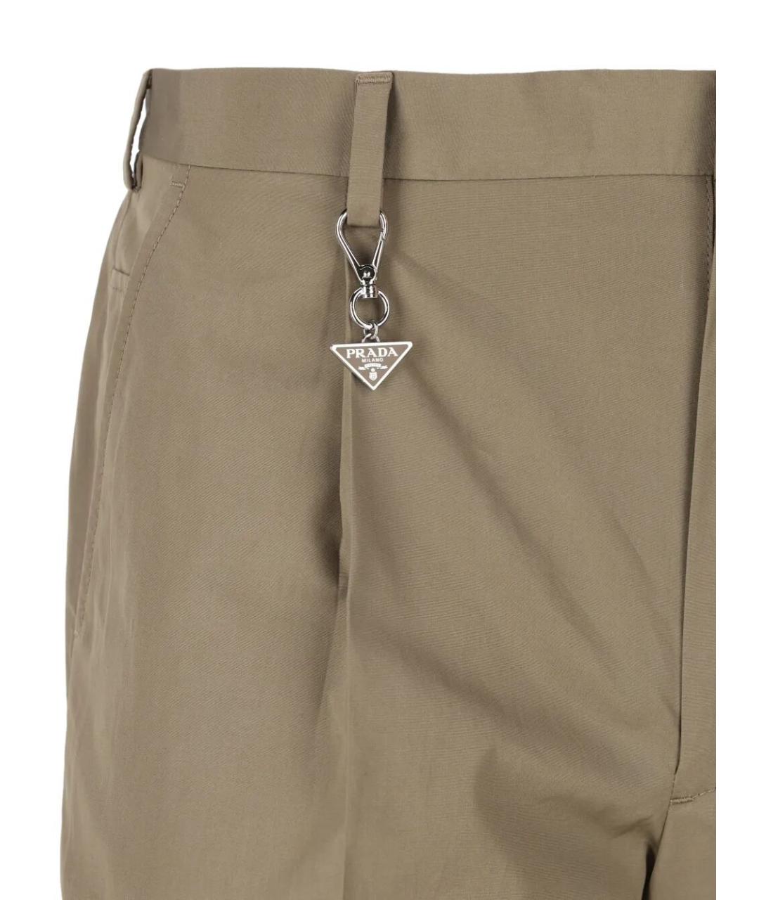 PRADA Бежевые хлопковые повседневные брюки, фото 4