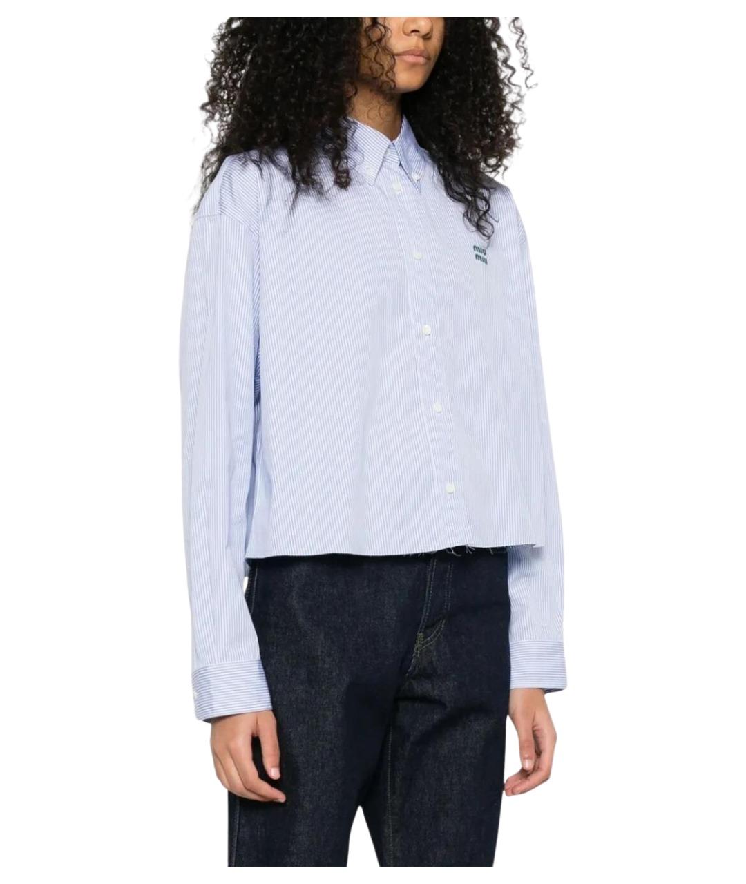 MIU MIU Голубая хлопковая рубашка, фото 4