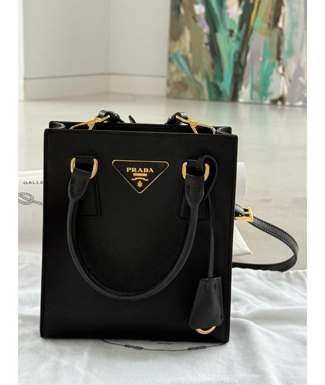 PRADA Черная кожаная сумка тоут, фото 2