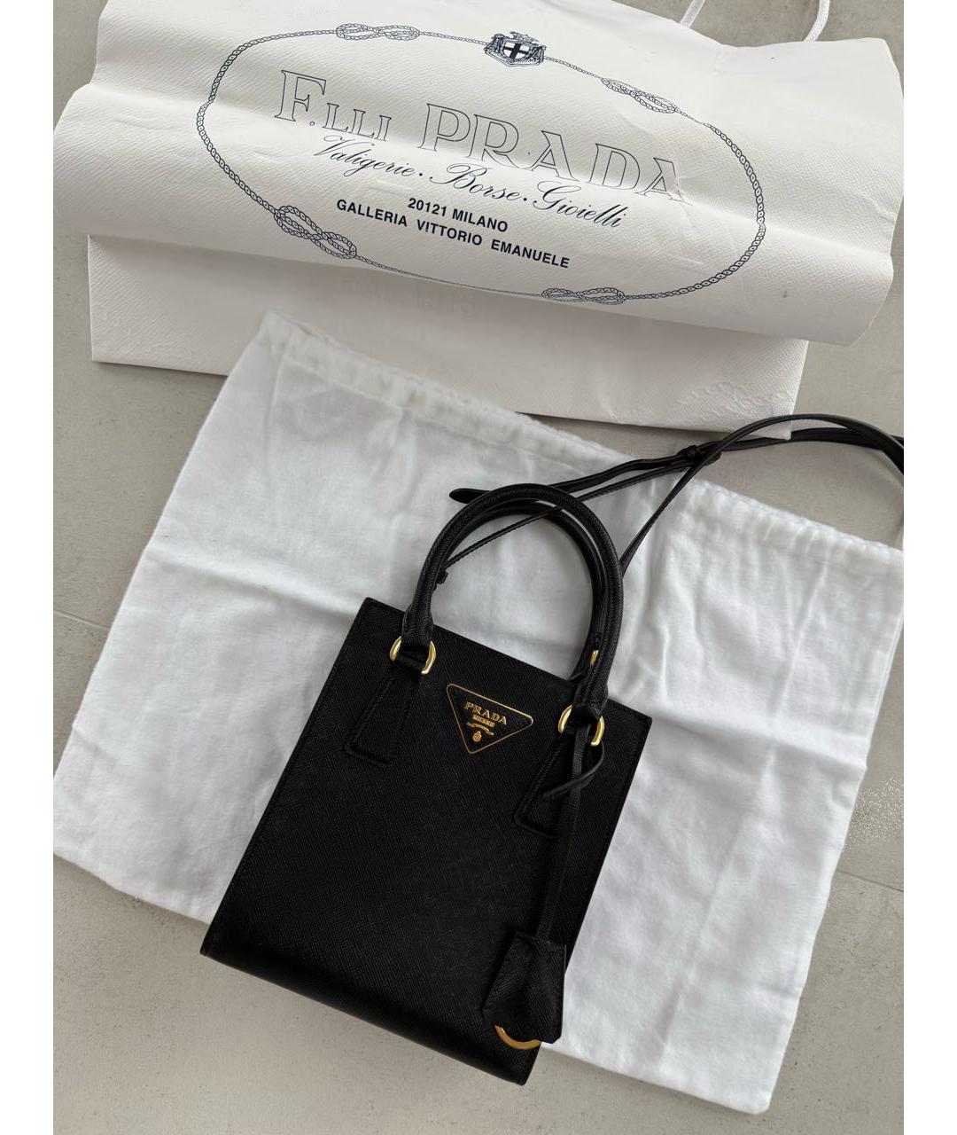 PRADA Черная кожаная сумка тоут, фото 6